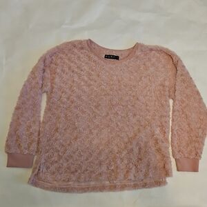 Cozy Blush Textured Crewneck Sweater